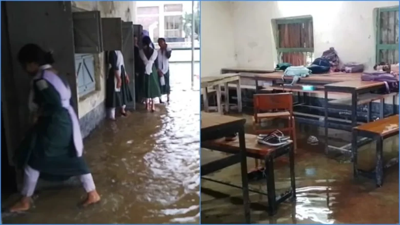 কুষ্টিয়ার দৌলতপুরে বর্ষায় পানিবন্দি স্কুল: শ্রেণিকক্ষে পানি, ব্যাহত শিক্ষা কার্যক্রম